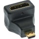 InLine® HDMI Adaptateur, HDMI A Buchse auf HDMI D Stecker, gewinkelt, verorete Kontakte