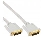 InLine® DVI-D Câble, digital 24+1 Stecker / Stecker, Dual Link, blanc / or, 2m