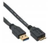 InLine® USB 3.0 FlachCâble, A an Micro B, noir, 3m