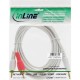 InLine® Cinch/Klinke Câble, 2x Cinch Stecker an 3,5mm Klinke Stecker, blanc / or, 3m