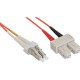 Fiber optical duplex cable, InLine®, LC/SC 50/125µm, 5m